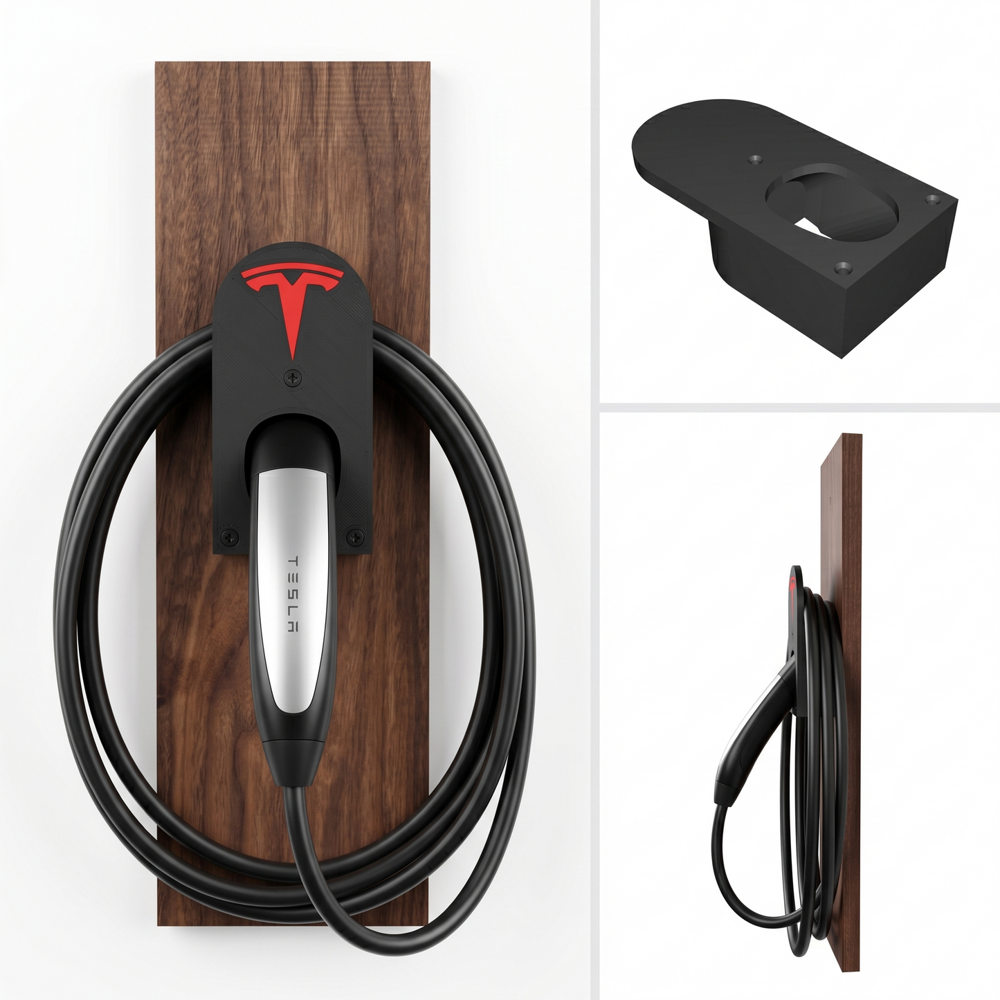 Tesla NACS Mobile Charger Wall Mount & Cable Organizer – Sleek 3D-Printed Design