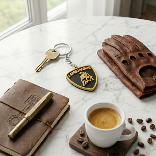 Lamborghini 3D Shield Keychain – Oro Elios Edition