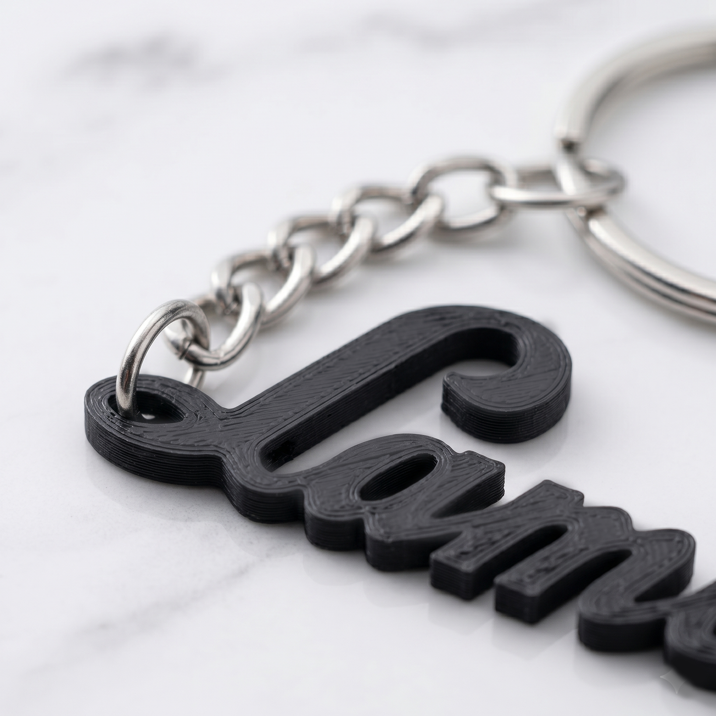Lamborghini 3D Cursive Logo Keychain – Nero Noctis Edition