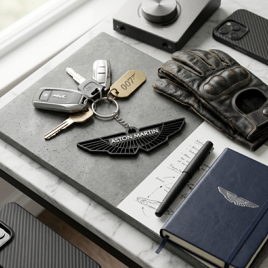 Aston Martin Wings Logo Keychain – Stealth Edition