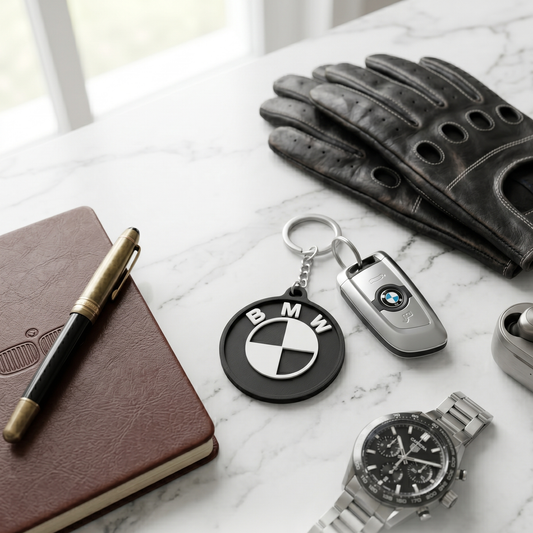 BMW 3D Round Logo Keychain – Stealth Edition