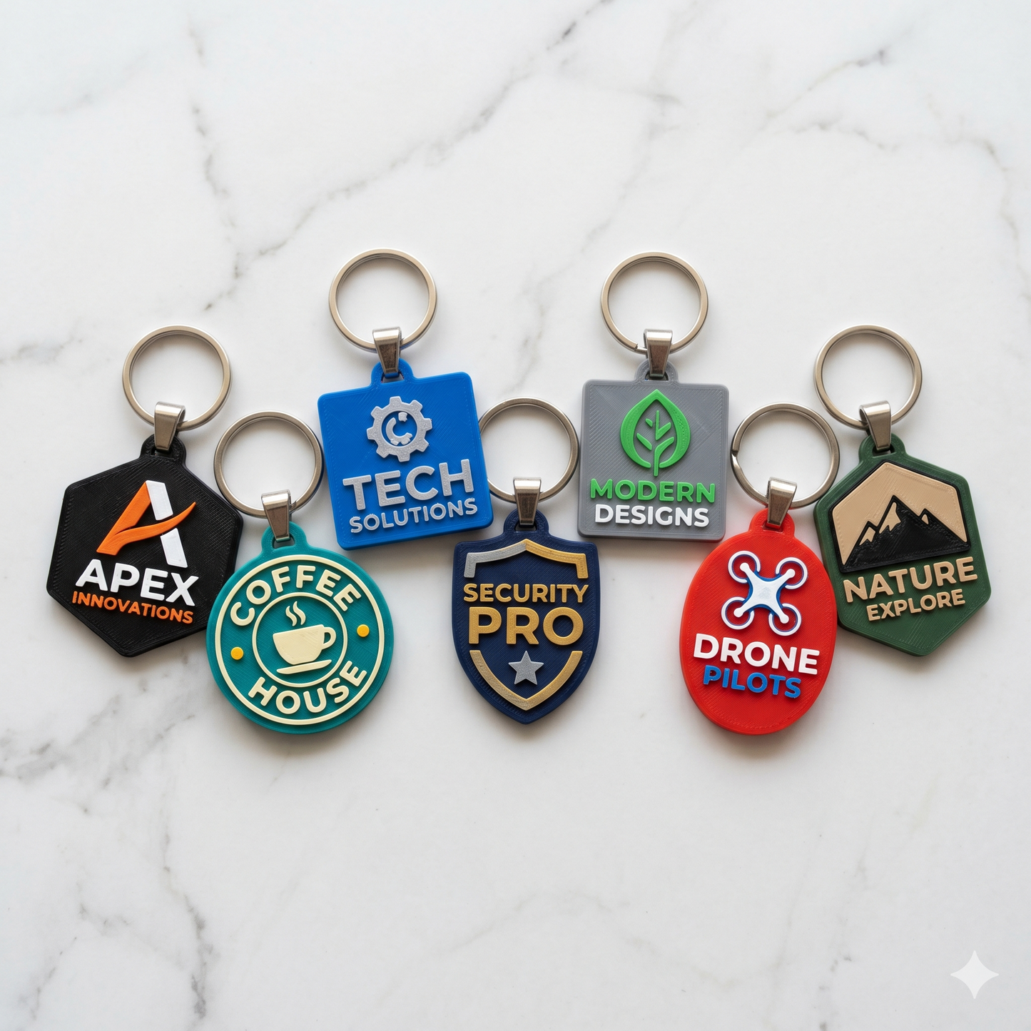 Custom Business Logo Keychain - 3D Printed Personalized Keyring