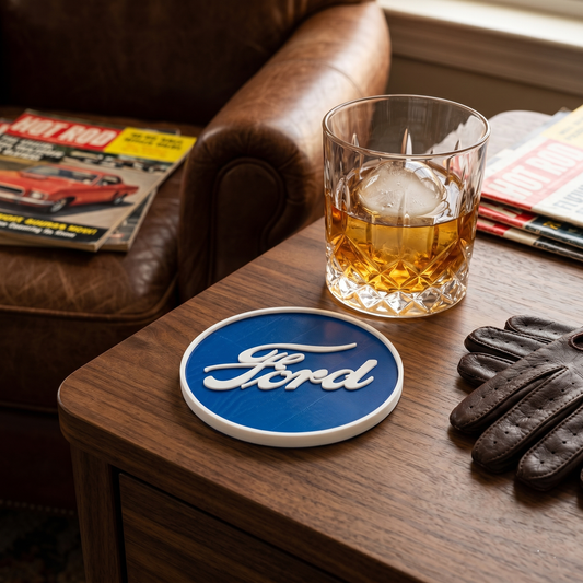 Ford 3D Logo Coaster – Classic Blue Oval Edition