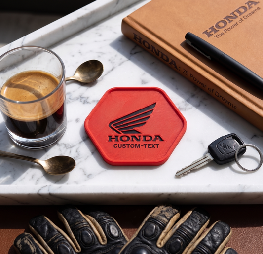 Honda Motorcycle 3D Hexagonal Coaster – Racing Red & Black Edition