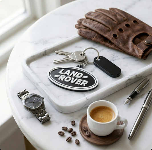 Land Rover 3D Logo Keychain – Black & White Edition