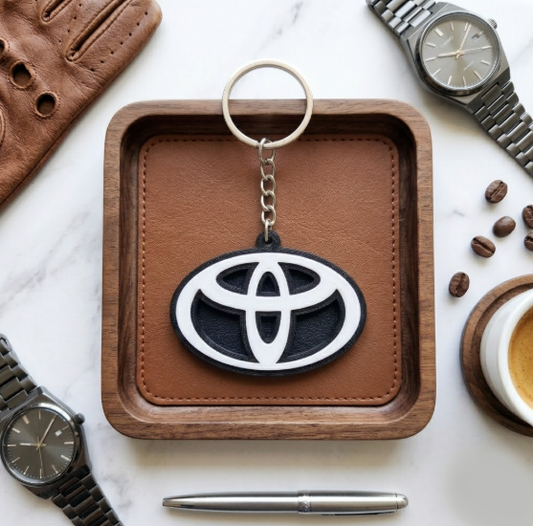 Toyota 3D Logo Keychain – Stealth White & Black Edition