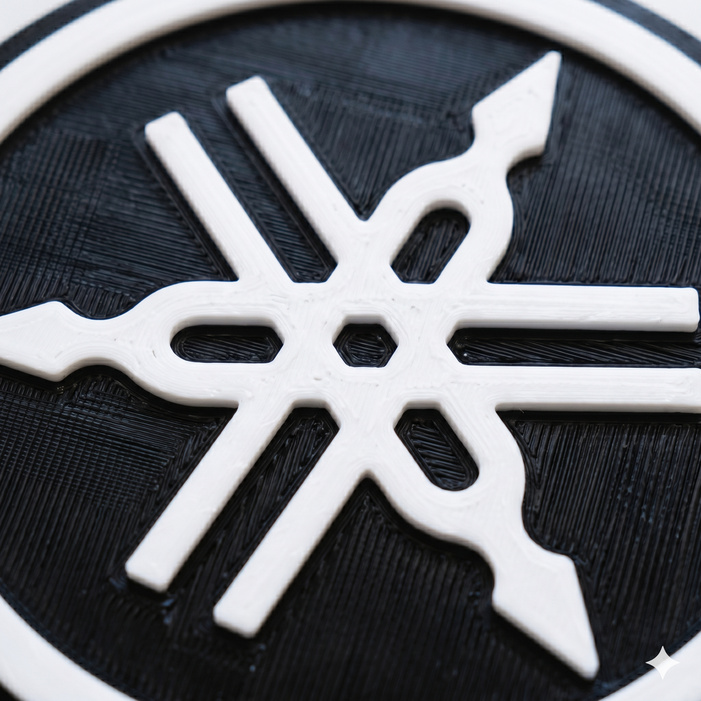 Yamaha 3D Tuning Fork Logo Coaster – Stealth Black & White Edition
