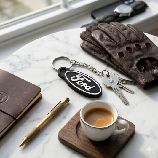 Ford 3D Logo Keychain – Stealth Blue & Black Edition