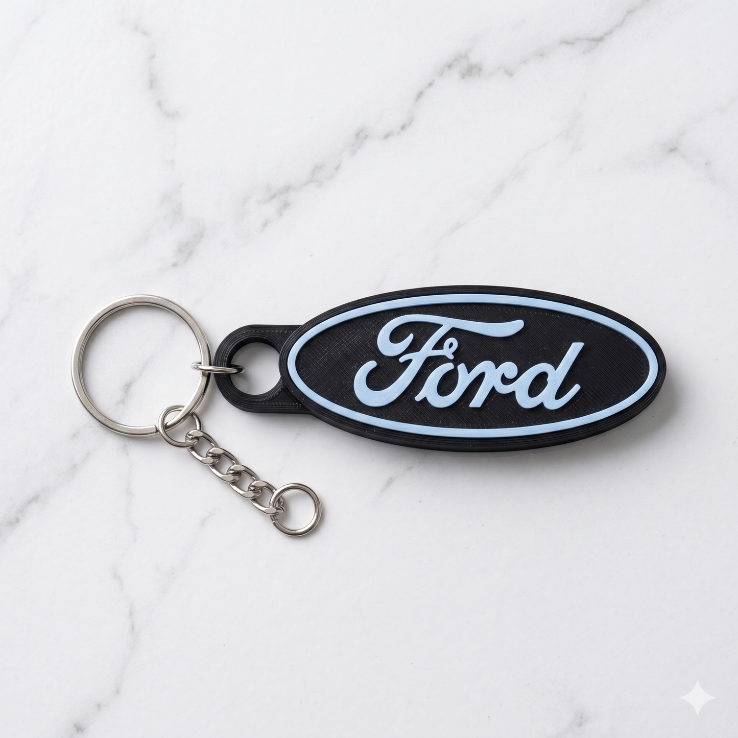 Ford 3D Logo Keychain – Stealth Blue & Black Edition