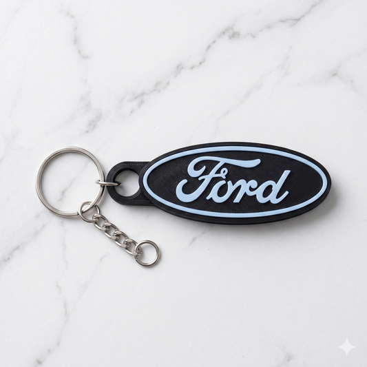 Ford 3D Logo Keychain – Stealth Blue & Black Edition