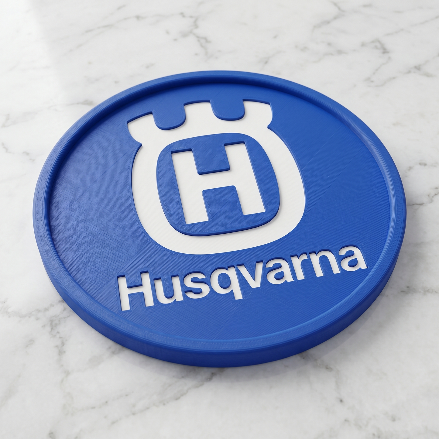 Husqvarna 3D Logo Coaster – Swedish Blue & White Edition