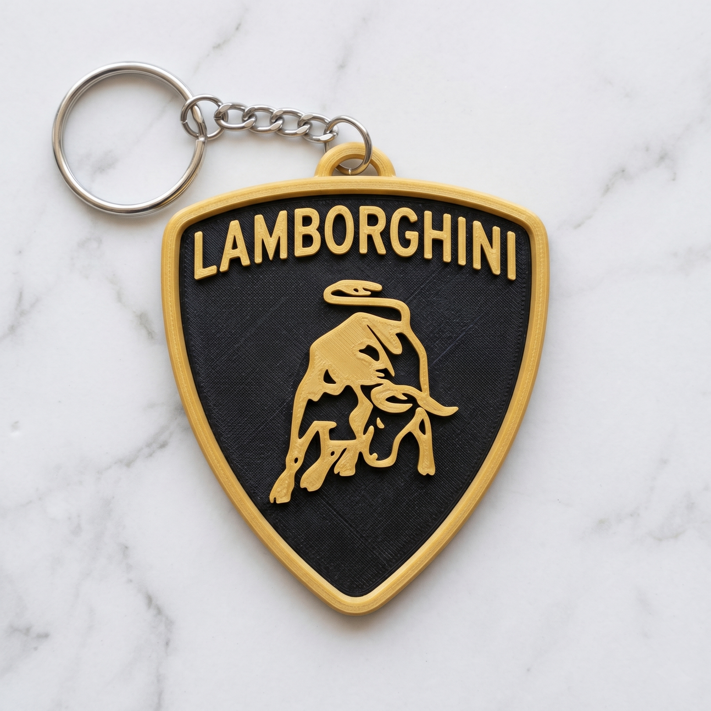 Lamborghini 3D Shield Keychain – Oro Elios Edition