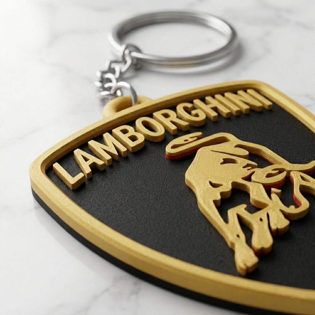Lamborghini 3D Shield Keychain – Oro Elios Edition