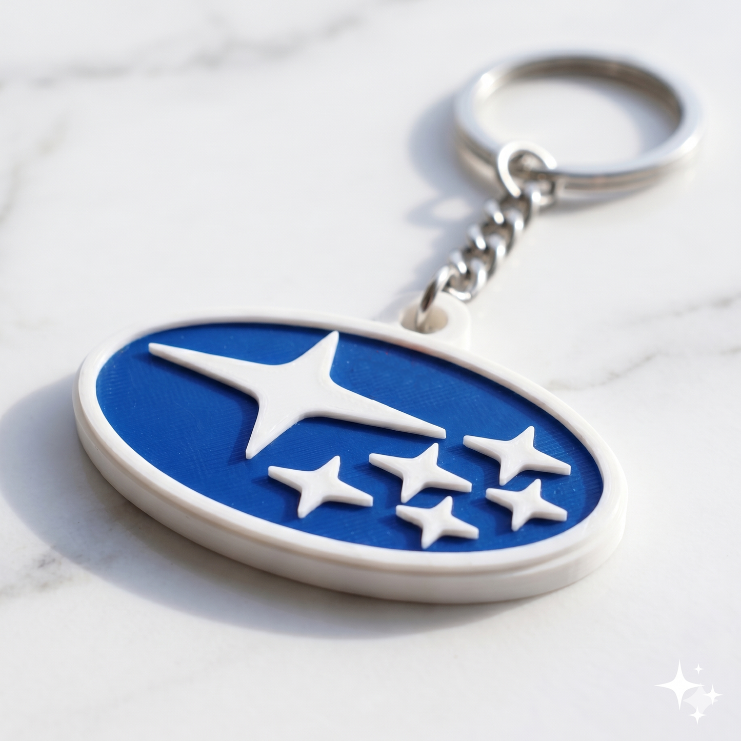 Subaru 3D Logo Keychain – Pleiades Blue & White Edition