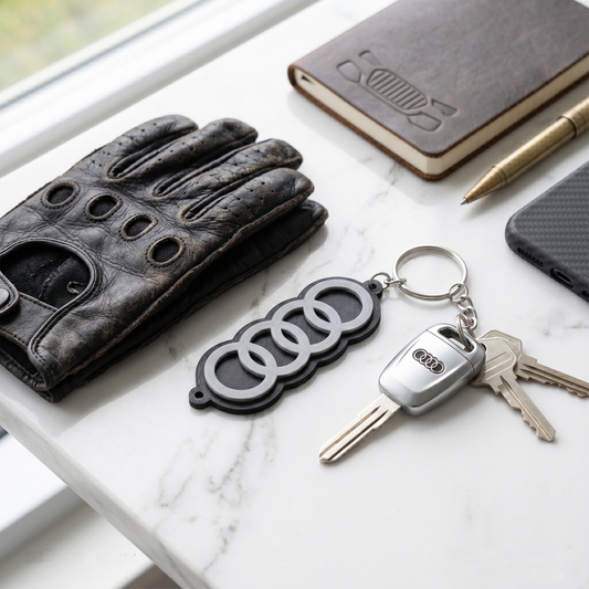 Audi 4-Rings 3D Logo Keychain – Quattro Stealth Edition