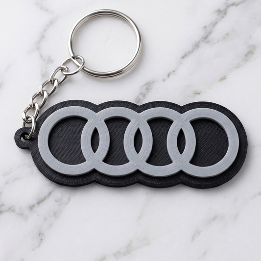 Audi 4-Rings 3D Logo Keychain – Quattro Stealth Edition