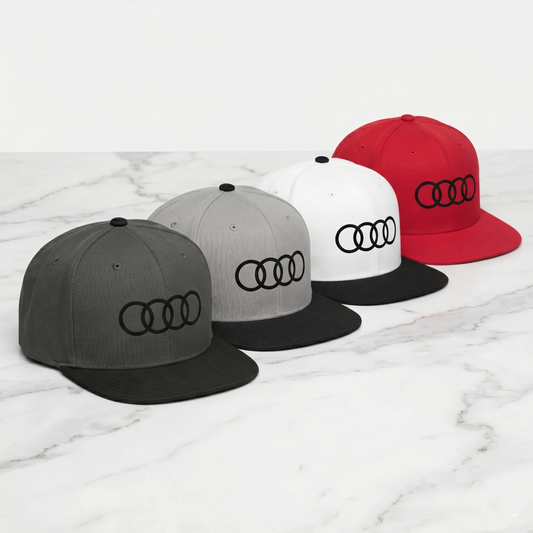 Audi Four Rings Snapback Hat – Modern Flat Bill Cap