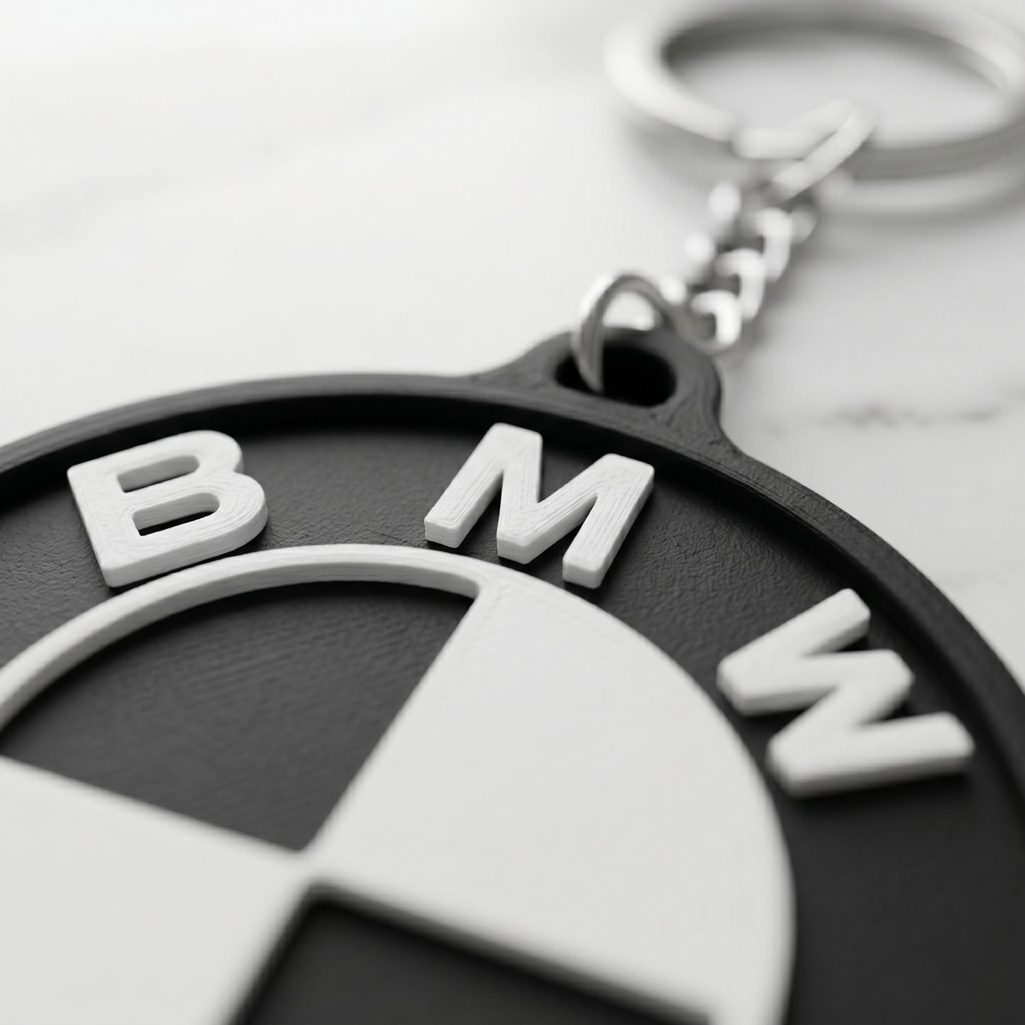 BMW 3D Round Logo Keychain – Stealth Edition