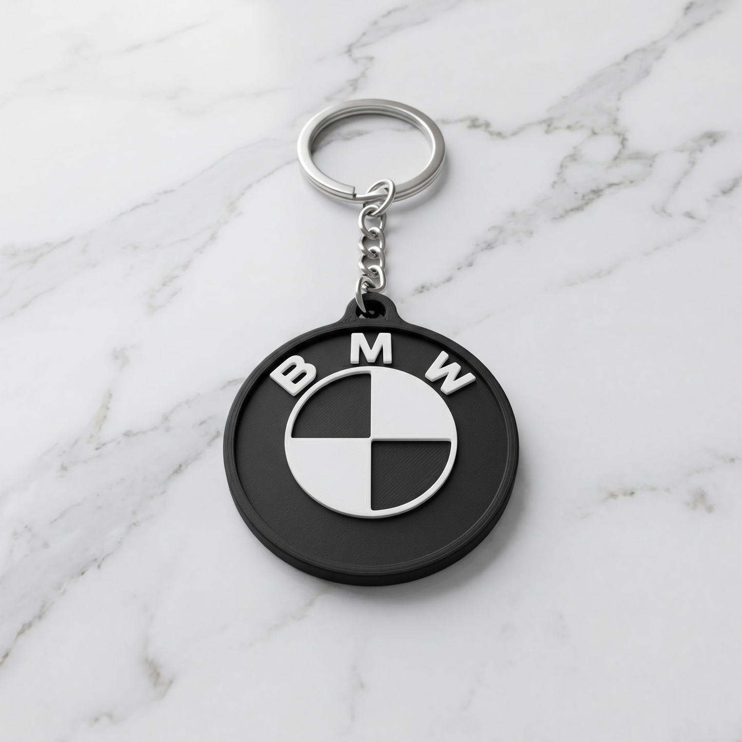 BMW 3D Round Logo Keychain – Stealth Edition