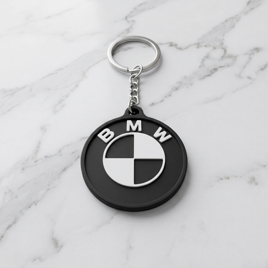 BMW 3D Round Logo Keychain – Stealth Edition