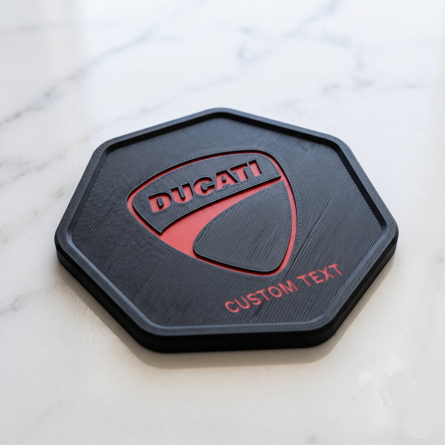 Ducati 3D Hexagonal Coaster – Black & Rosso Red Stealth Edition