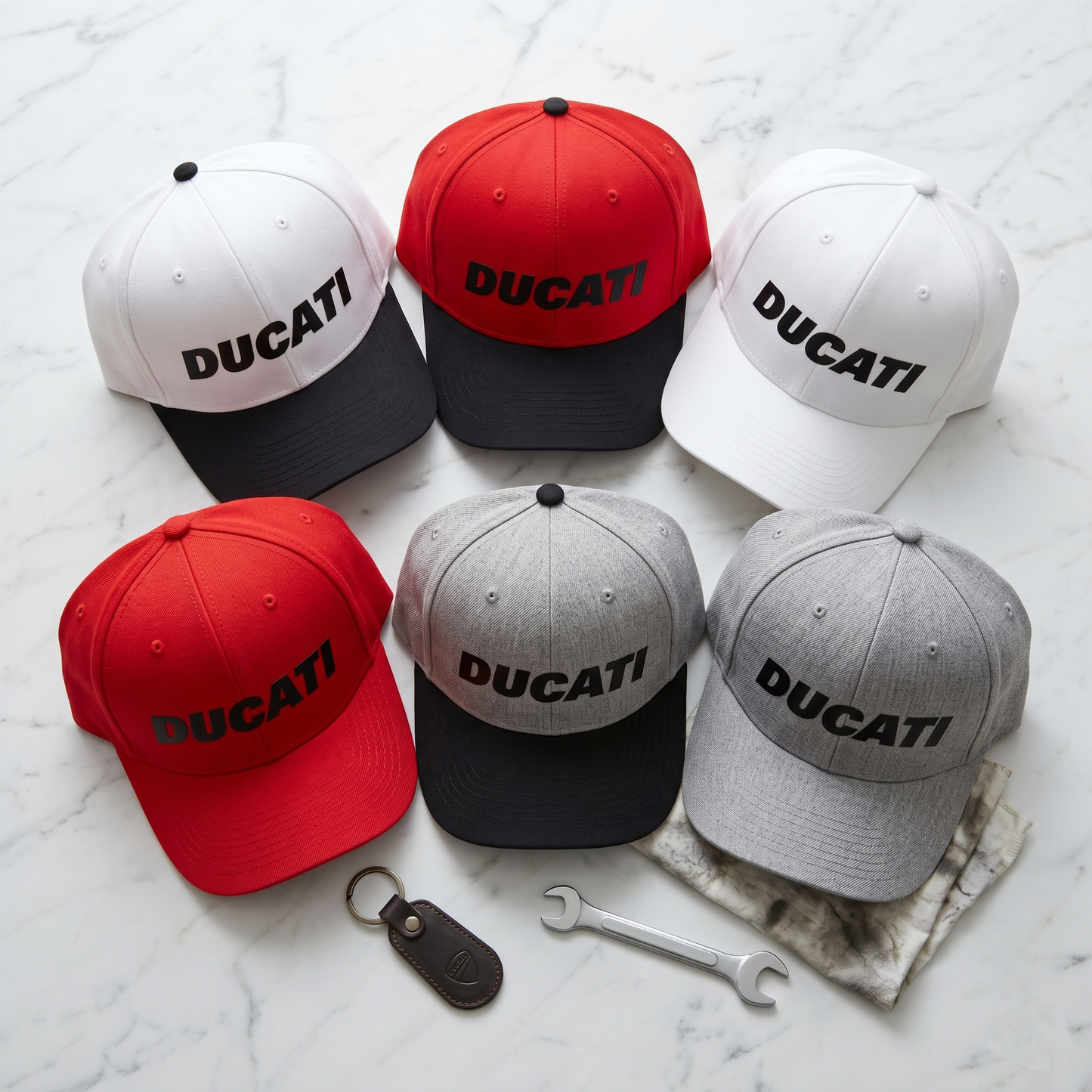 Ducati Racing Snapback Hat – Retro Two-Tone Flat Bill Cap