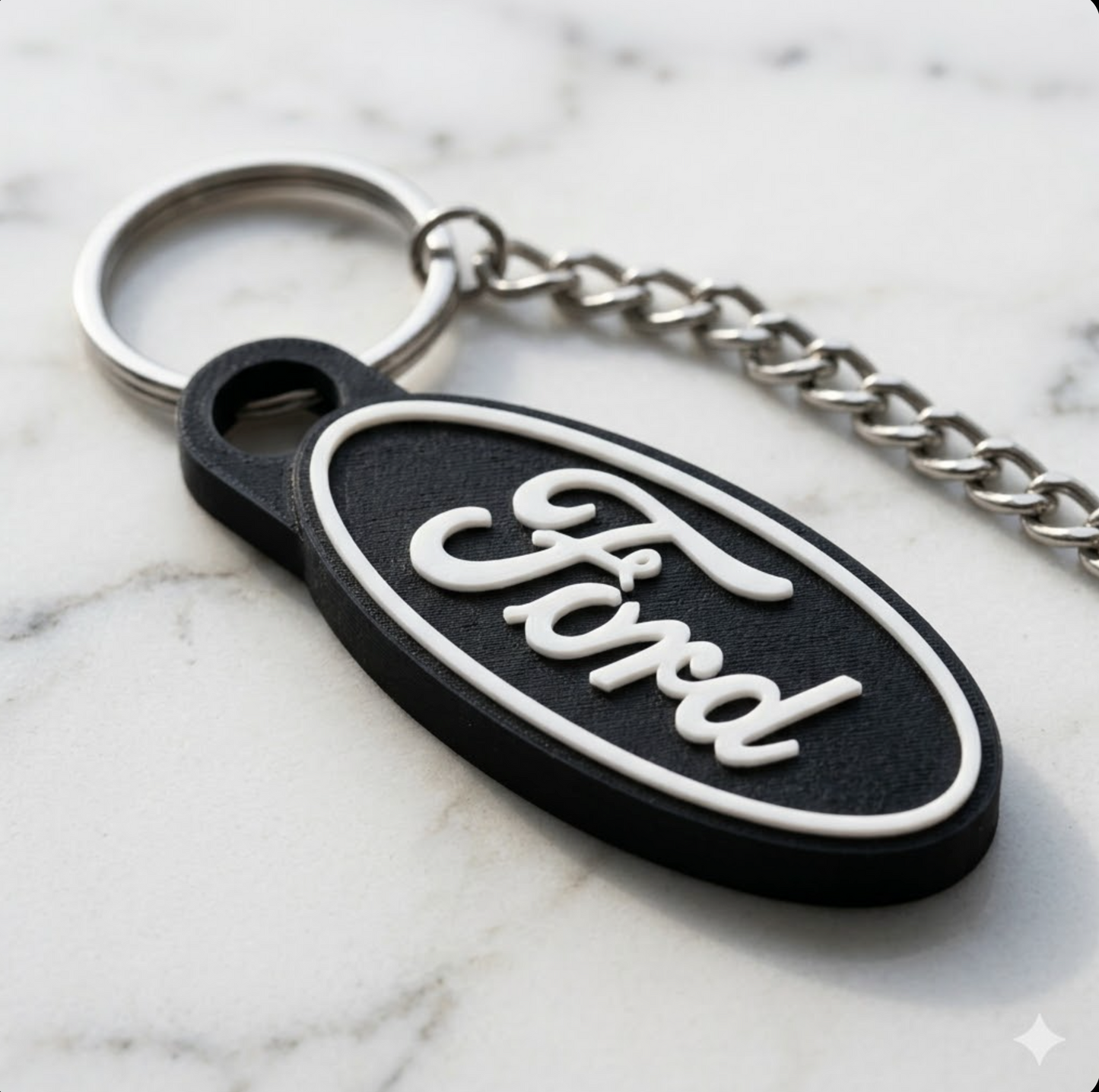 Ford 3D Logo Keychain – Stealth Blue & Black Edition