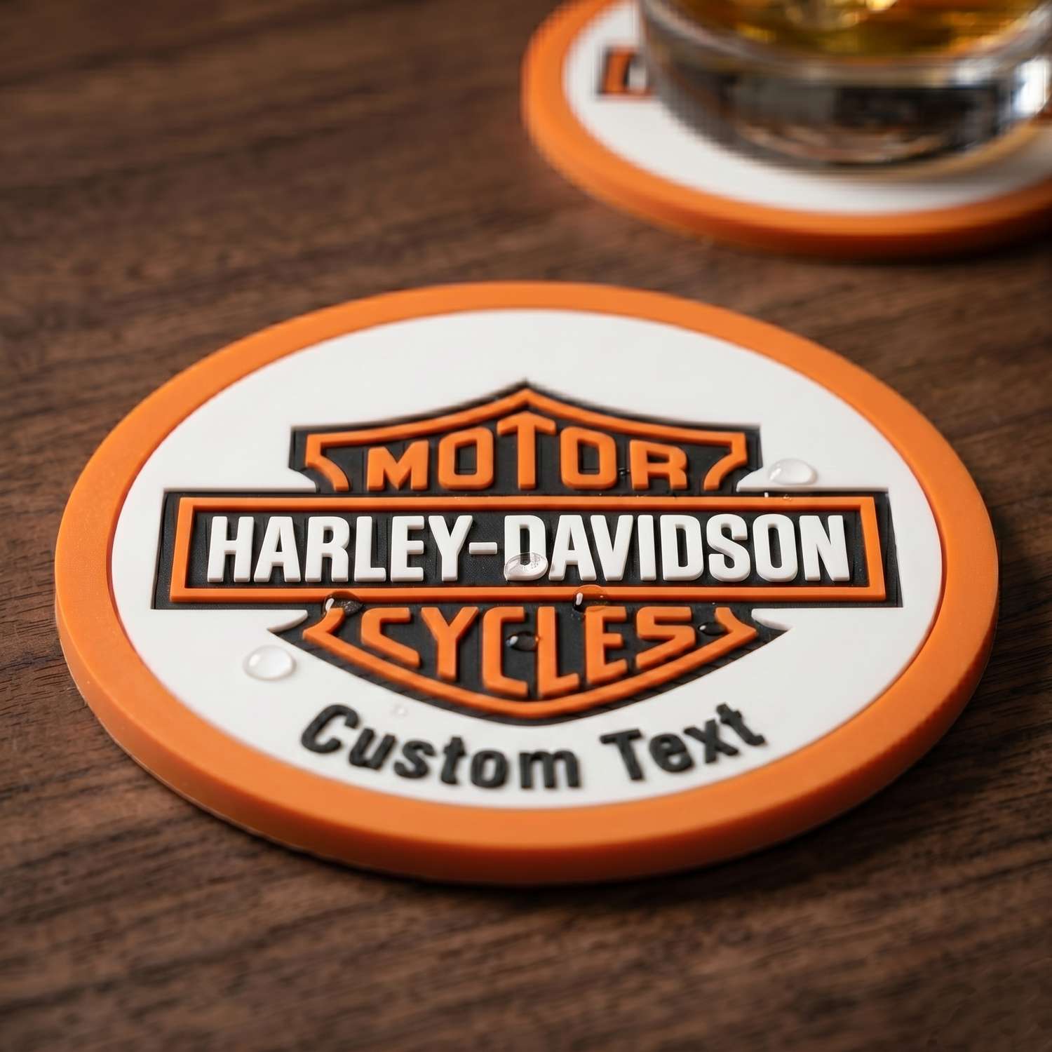 Harley-Davidson Coaster Set – Iconic Orange & White