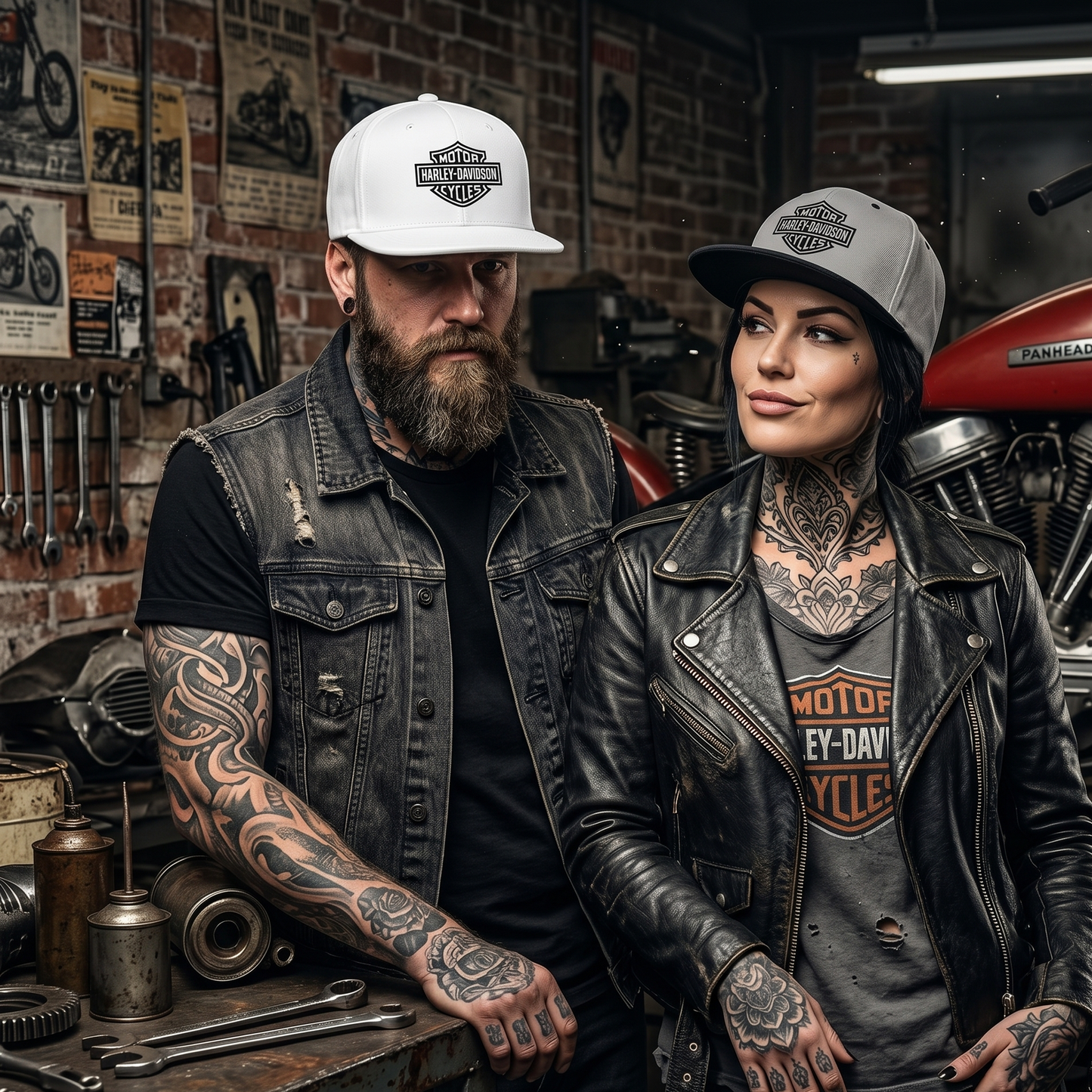 Harley-Davidson Bar & Shield Snapback Hat – Retro Two-Tone Biker Cap