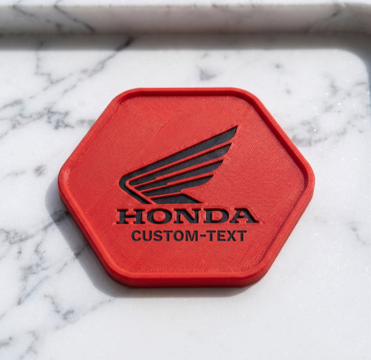 Honda Motorcycle 3D Hexagonal Coaster – Racing Red & Black Edition