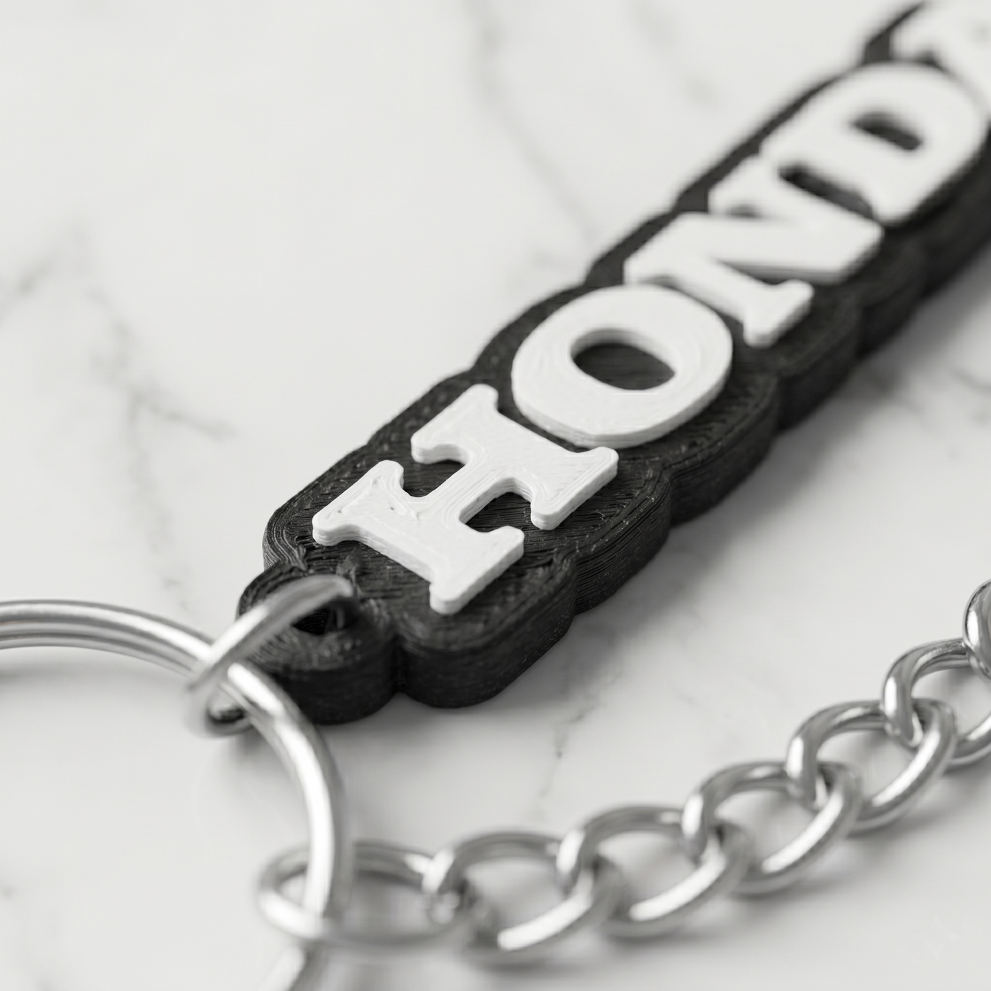 Honda 3D Logo Keychain – Stealth White & Black Edition