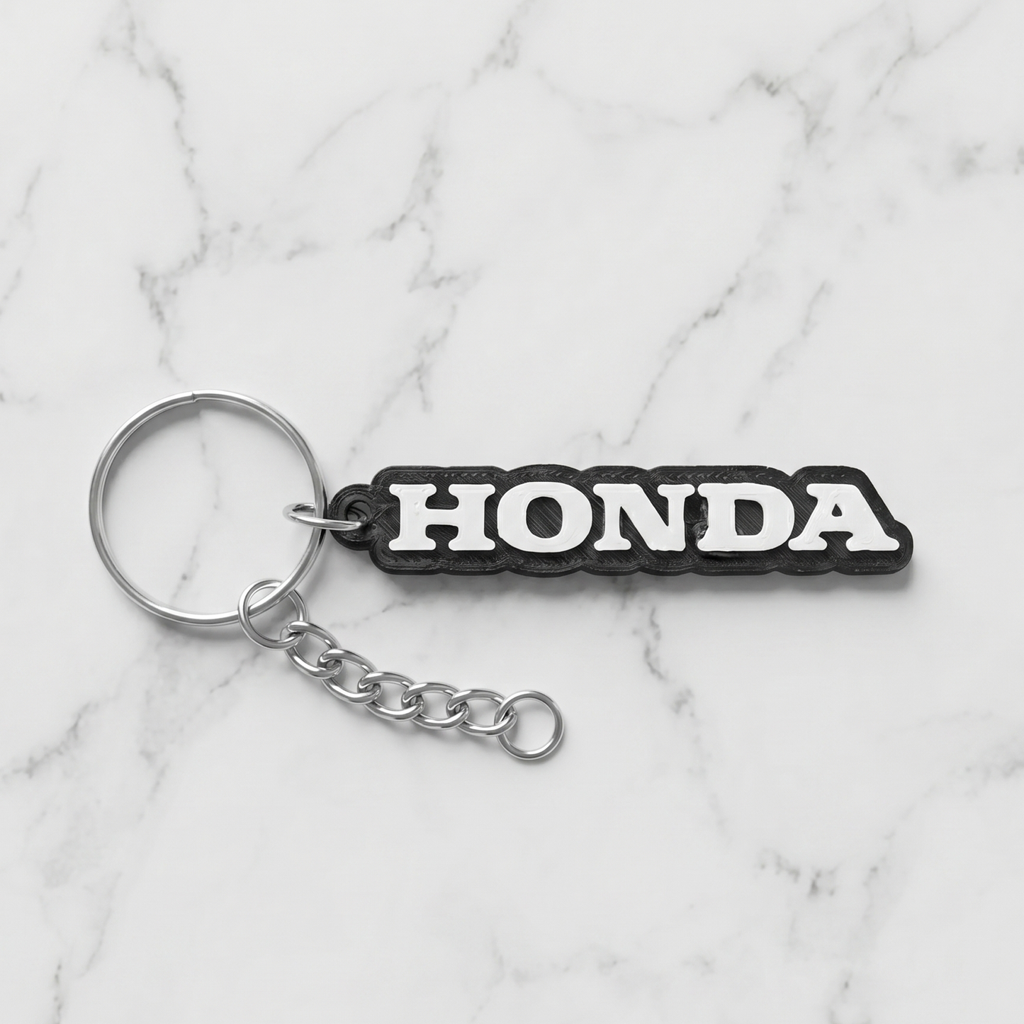 Honda 3D Logo Keychain – Stealth White & Black Edition