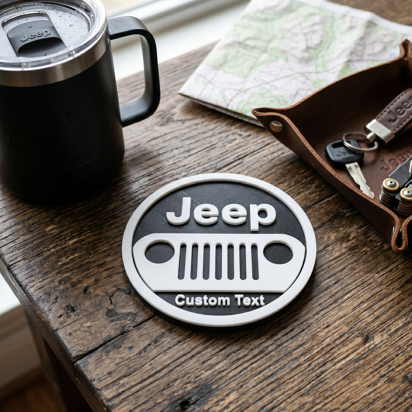 Jeep Custom 3D Logo Coaster – Personalized Edition