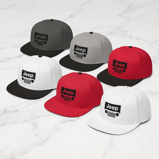 Jeep 7-Slot Grille Logo Snapback Hat – Classic Flat Bill Cap