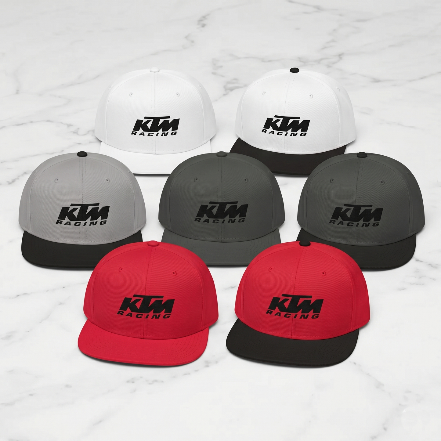 KTM Racing Snapback Hat – Retro Flat Bill Cap