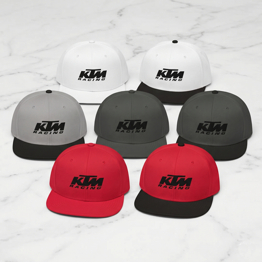 KTM Racing Snapback Hat – Retro Flat Bill Cap