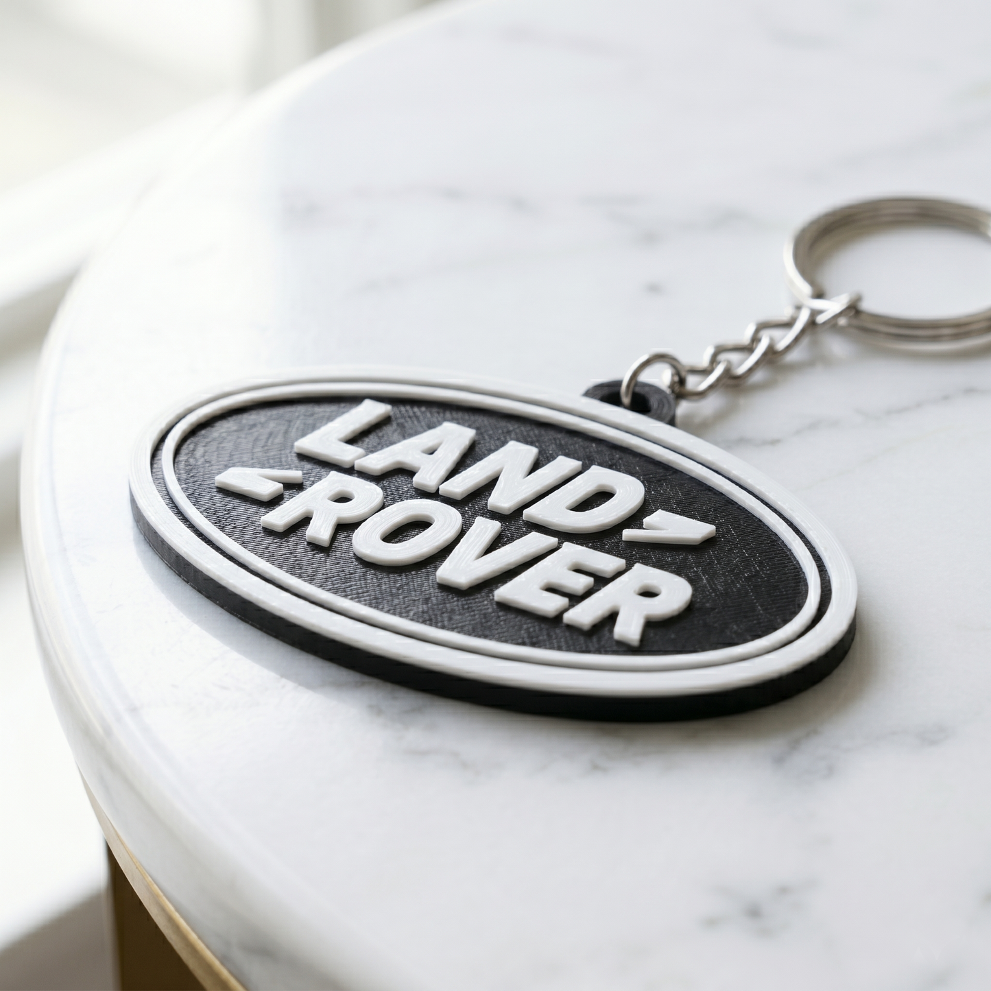 Land Rover 3D Logo Keychain – Black & White Edition