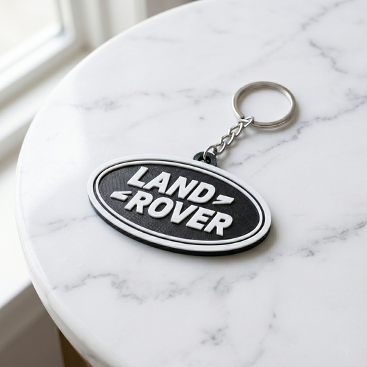 Land Rover 3D Logo Keychain – Black & White Edition