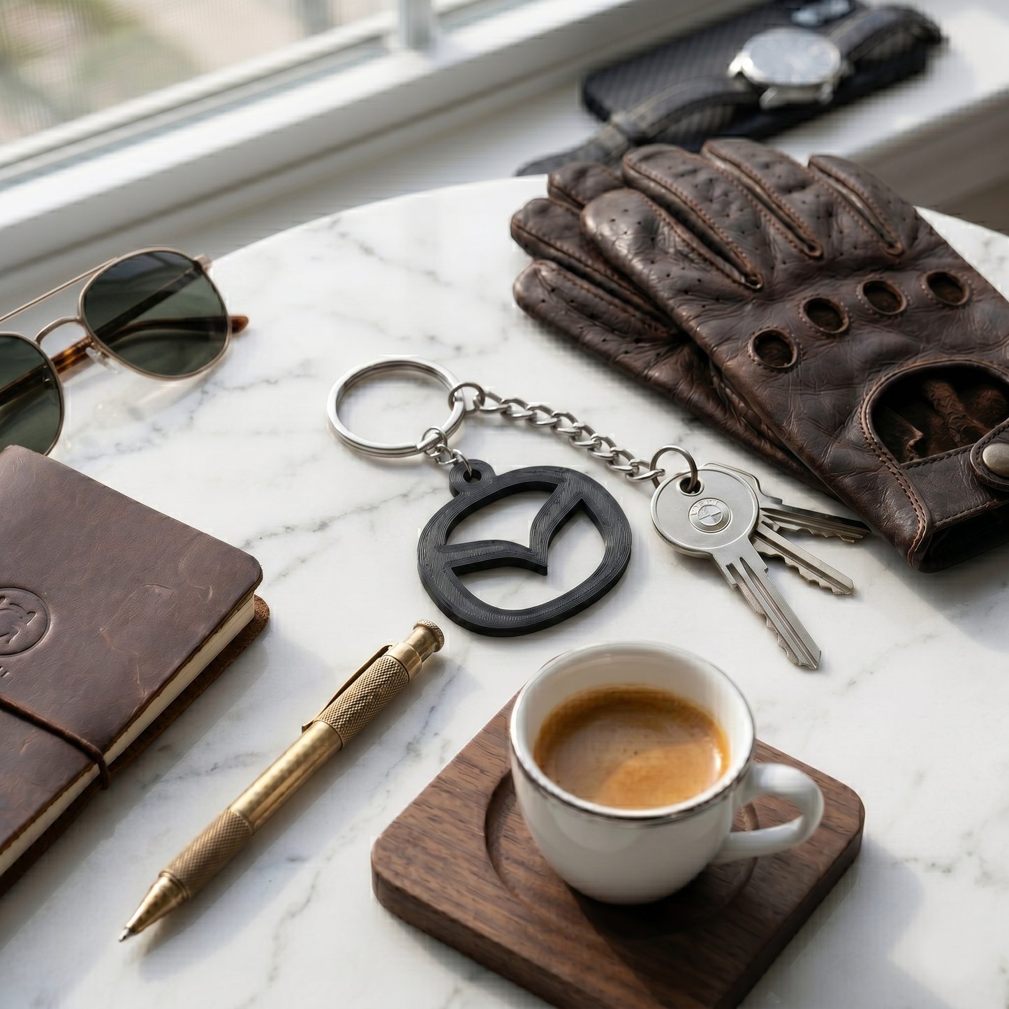 Mazda 3D Logo Keychain – Obsidian Stealth Edition