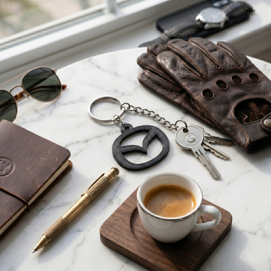 Mazda 3D Logo Keychain – Obsidian Stealth Edition