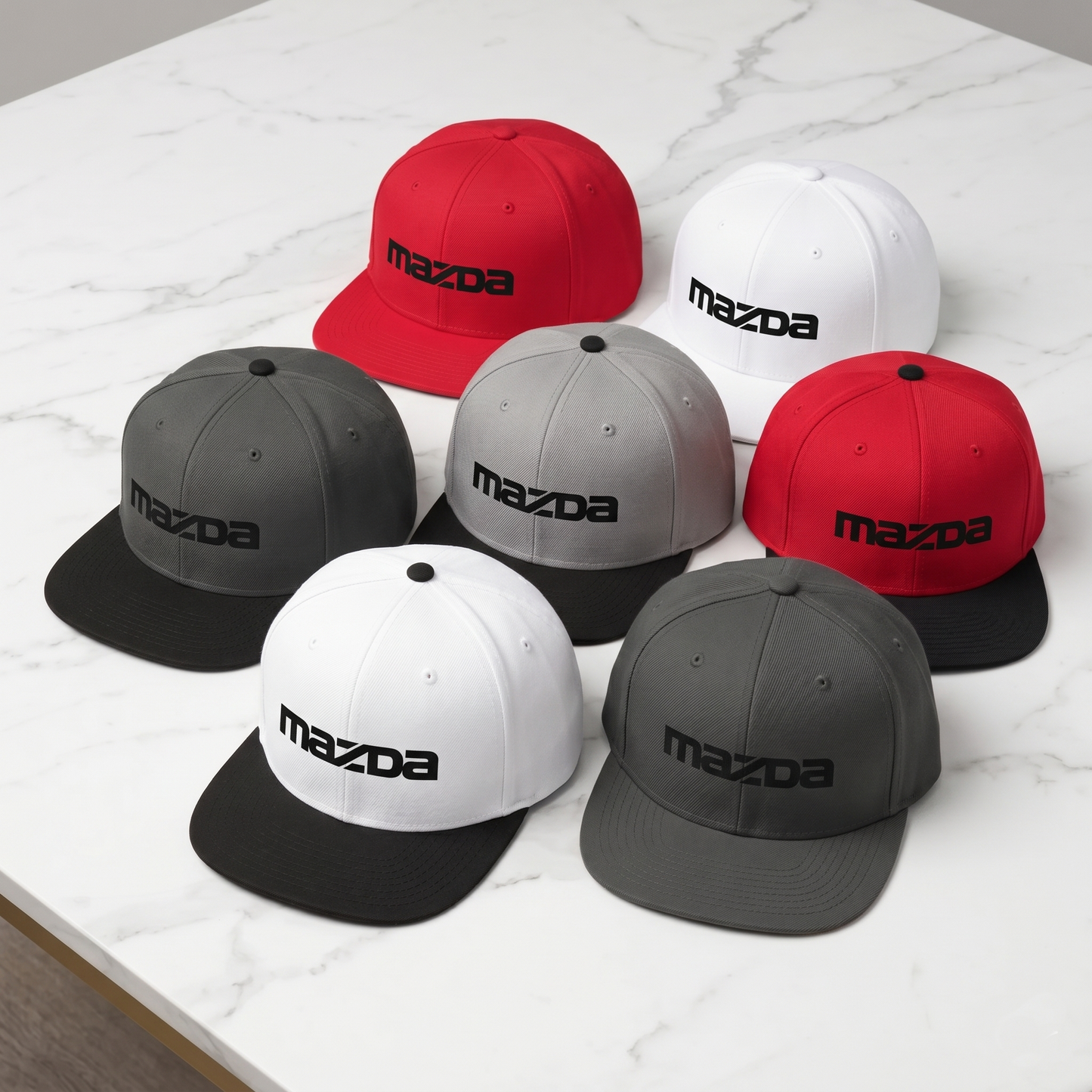 Mazda Vintage Script Snapback Hat – Classic Flat Bill Cap