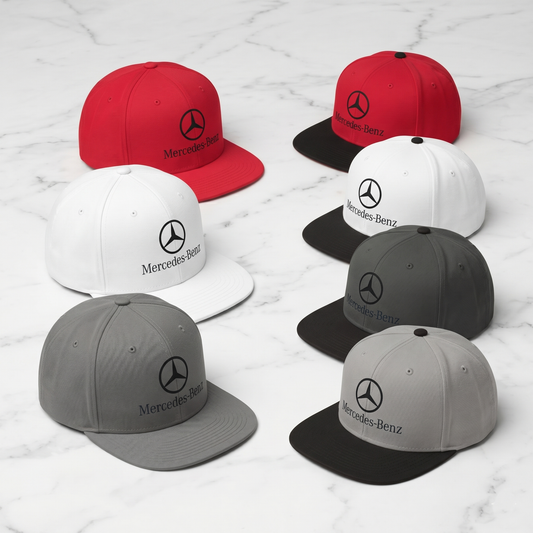 Mercedes-Benz Stacked Logo Snapback Hat – Classic Flat Bill Cap