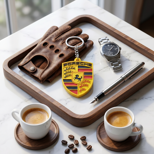 Porsche 3D Crest Keychain – Heritage Shield Edition