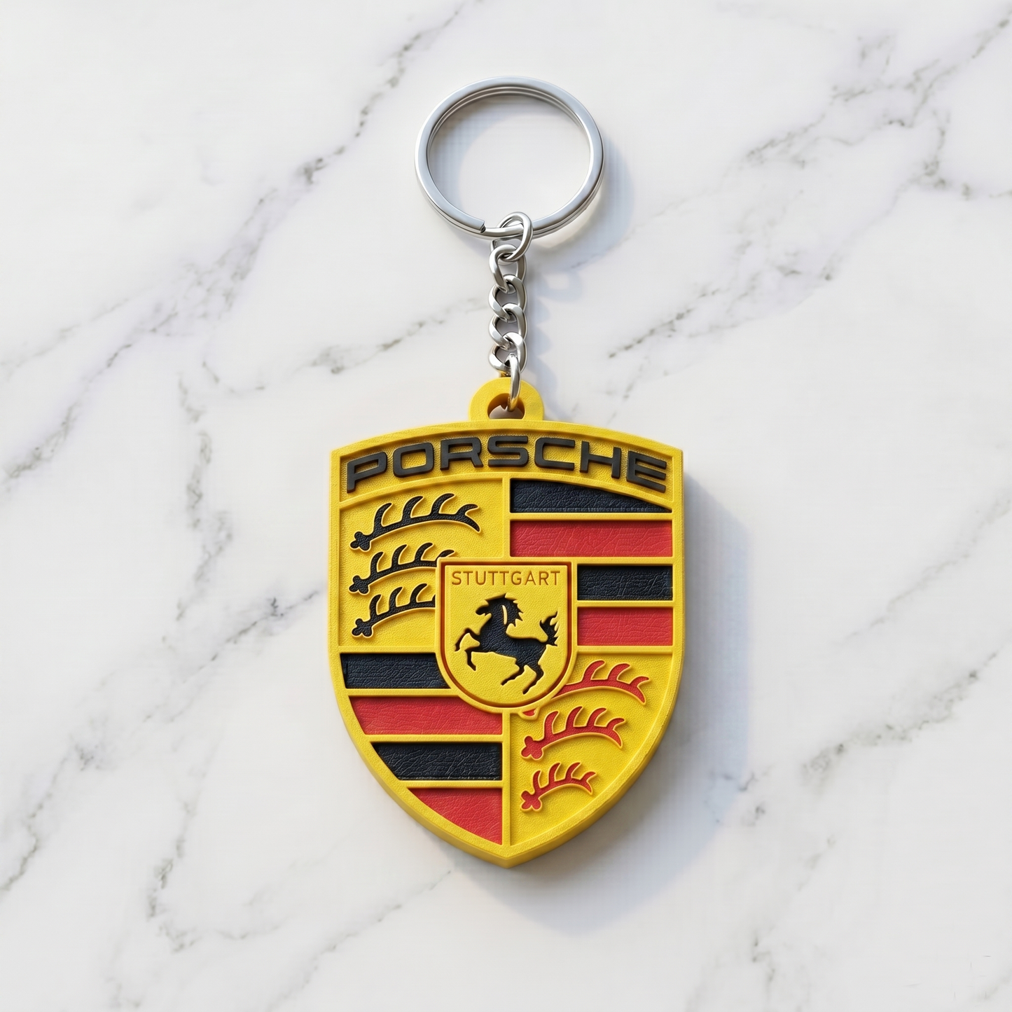 Porsche 3D Crest Keychain – Heritage Shield Edition