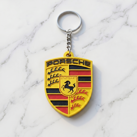 Porsche 3D Crest Keychain – Heritage Shield Edition