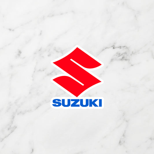 Suzuki Stacked Logo Kiss-Cut Vinyl Sticker – Racing Red & Sport Blue