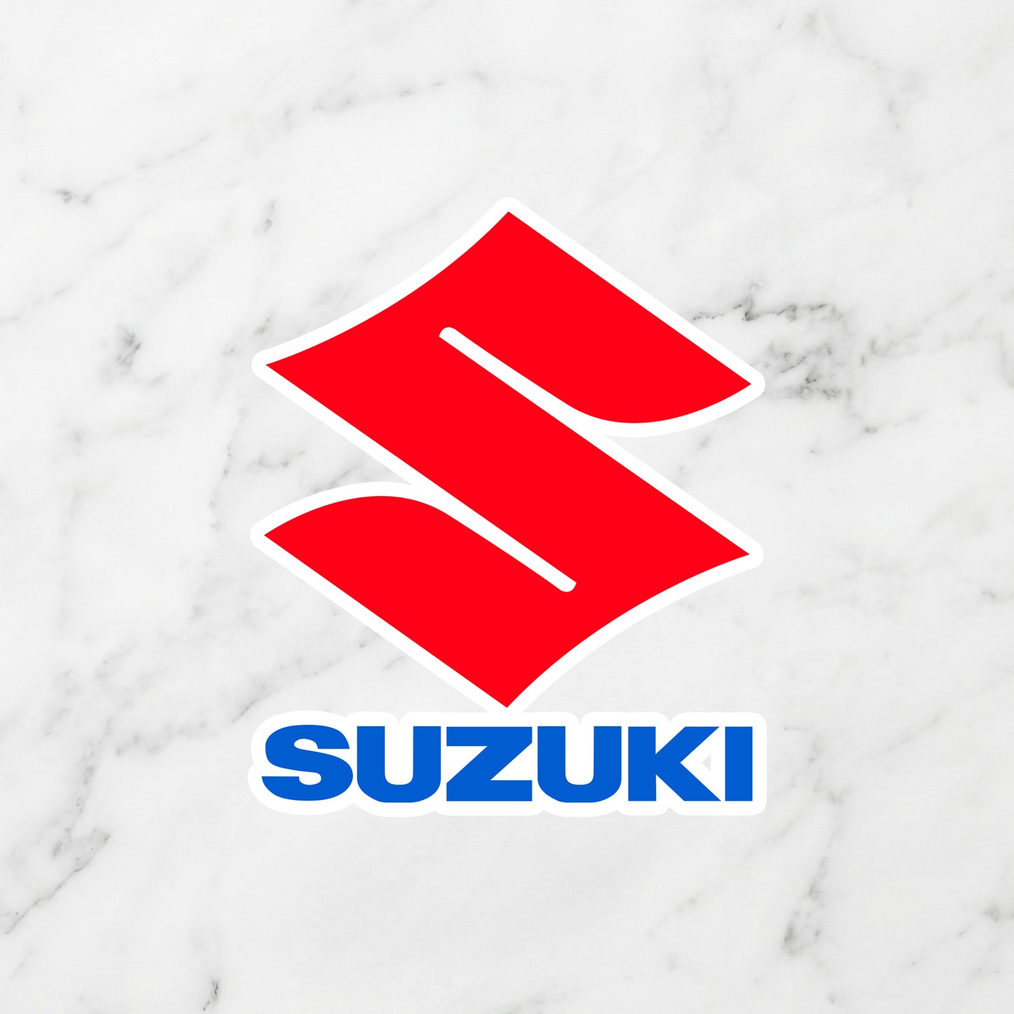Suzuki Stacked Logo Kiss-Cut Vinyl Sticker – Racing Red & Sport Blue