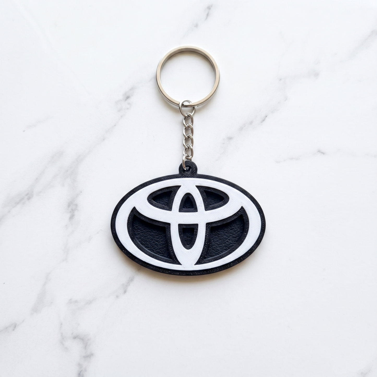Toyota 3D Logo Keychain – Stealth White & Black Edition