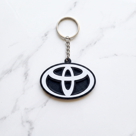 Toyota 3D Logo Keychain – Stealth White & Black Edition
