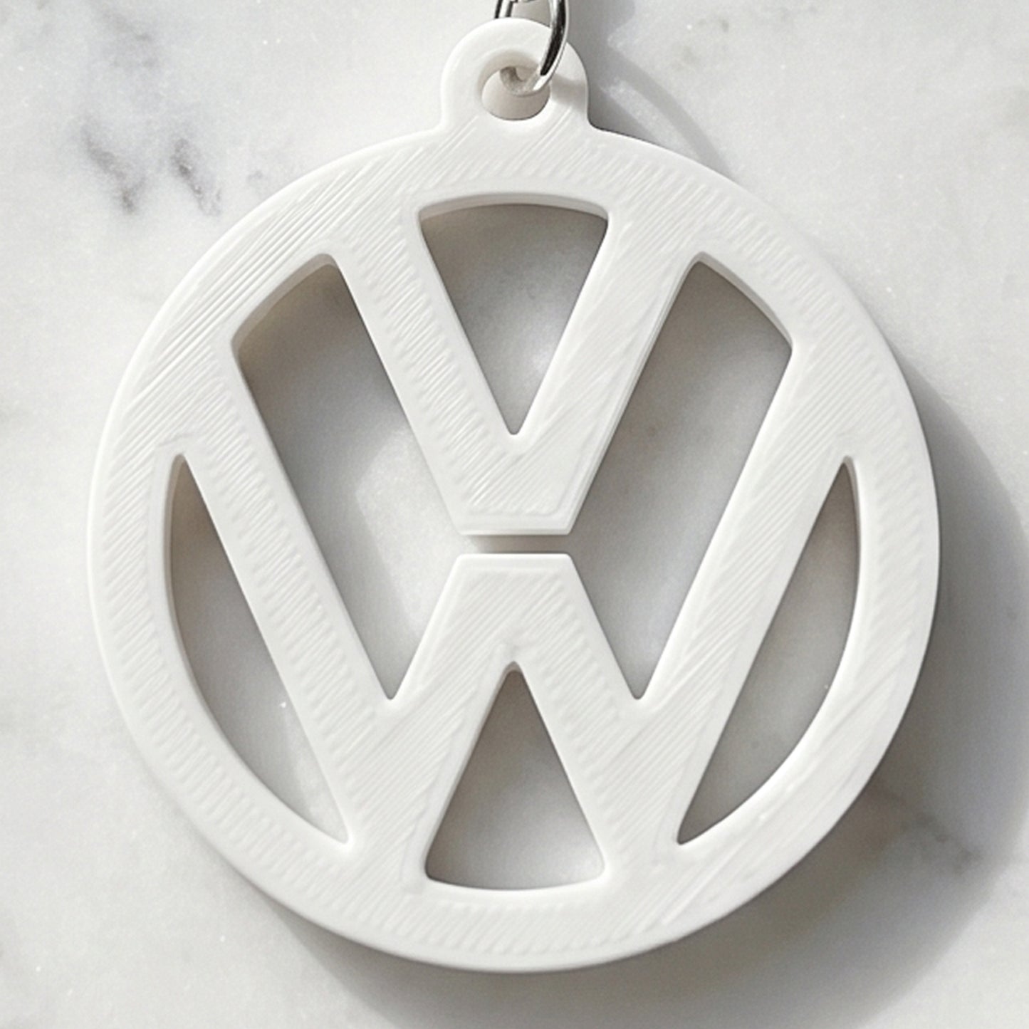 Volkswagen 3D Logo Keychain – Pure White Minimalist Edition